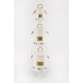 Resim Yıldıray Metal Galvaniz Metal Standlı Beyaz 3 Katlı Patates Soğan Sarımsak Kovası 1040 1040 