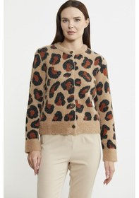 Resim Sementa Leopar Desenli Sakallı Triko Hırka - Bej 001 