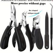 Resim 5 adet Kalın Tırnaklar, Modern Tarz, Yüksek Kaliteli Paslanmaz Çelik, Kokusuz, Tırnak Dosyası ile, Konkav Bıçak Kenarı, Yaşlı İnsanlar için, Erkekler ve Kadınlar 