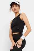 Resim TOMMY LIFE Siyah Sıfır Kol Dar Kalıp O Yaka Kadın Crop Top Atlet - 97148 