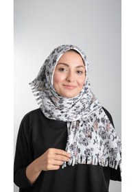 Resim Hürrem Bone Krem-Siyah Pratik Hazır Geçmeli Tesettür Eşarp Kesik Elyaf Pilise Çok Renkli 
