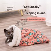 Resim Cozy Cat Sneaky Uyku Tulumu Kedi Tuvaleti - Kalın Kış Sıcaklığı, Yarı Kapalı Tasarım, Geniş Alan, Hafif Bej Dostu ve Dondurucu Evcil Hayvan Yatağı için Kediler, Kedi Kış Yatağı | Oynak Desenli Yatak | Yumuşak Polar Astarlı, Kedi Yatağı 