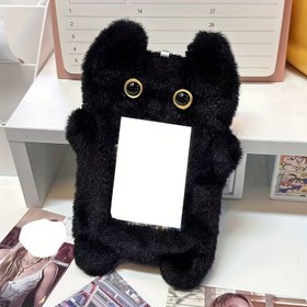 Resim 1 adet Sevimli Siyah Yavru Kedi Peluş Kartlık Kolye - Sarı Gözlü Şirin Tüy Desenli, Ofis, Okul ve Çoklu Senaryo Kullanımı İçin Mükemmel, Kedi Aksesuarları 