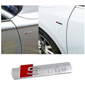 Resim Audi S Line Yan Logo Çamurluk Arma Paslanmaz Çelik Parlak 1 Adet 