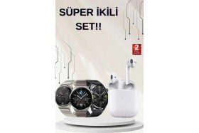 Resim K-Yonlineticaret Akıllı Saat ve Kulaklık Seti Dokunmatik Ekran 5.0 Bluetooth Bağlantılı Sesli Görüşm 