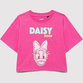 Resim Mavi Daisy Duck Baskılı Pembe Kız Çocuk T-shirt M7610331-71095 Pembe 