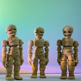 Resim 3D Baskılı Mısır Mumyası Figürleri - Gerçekçi Eklemli Kollar ve Bacaklar, Pozlanabilir Retro Vintage Stil Masaüstü Dekoru, Dayanıklı Plastik Koleksiyonluk Hediye, Paskalya veya Ofis Sergisi İçin 