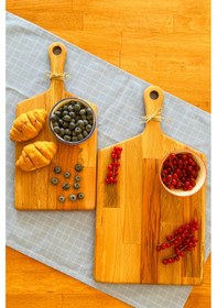 Resim Reya 2 Li Doğal Ahşap Kayın Ağacı Kesme Ve Sunum Tahtası Seti 