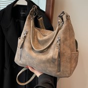 Resim Kusursuz Lily Kadınlar İçin Ayarlanabilir Çapraz Çanta - Geniş Kapasiteli Çoklu Fermuarlı Bölmeler, Yumuşak Sentetik Deri Tote, Yan Cepli, Gri/Siyah Günlük Kullanım ve Seyahat için, Ona Hediye, Şık Minimalist Tasarım, Dokulu Yüzey, Çok Amaçlı El Çantası, Modern El Çantası, Yüksek Kalite, Geniş Kapasiteli Profesyonel Çanta 