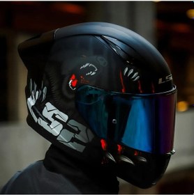 Resim Spoiler + Gökkuşağı Vizör + Ls2 Rapid 2 Clawn Race Motosiklet Kaskı Gri - Siyah 