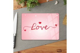 Resim Feyza Design Şık Pembe Cam Kesme Tahtası, 25X35 Cm, Modern ve Kullanışlı Tasarım 