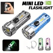 Resim 1 adet LED Çok Fonksiyonlu Anahtarlık Işığı, Mini USB Şarj Edilebilir El Feneri, 8 Mod Anahtarlık El Fenerleri, Parlak Taşınabilir Acil Durum El Feneri Balıkçılık, Seyahat, Tatil Hediyeleri, İş Işıkları için 