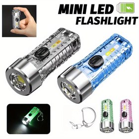 Resim 1 adet LED Çok Fonksiyonlu Anahtarlık Işığı, Mini USB Şarj Edilebilir El Feneri, 8 Mod Anahtarlık El Fenerleri, Parlak Taşınabilir Acil Durum El Feneri Balıkçılık, Seyahat, Tatil Hediyeleri, İş Işıkları için 
