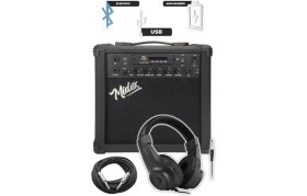 Resim MGA-25BK-PAK Elektro Gitar Amfisi 25 Watt USB Bluetooth ve Şarjlı (Amfi Mikrofon Stand 