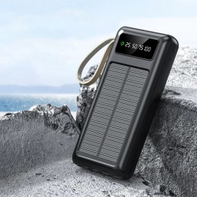 Resim Robeve Acl 20000 Mah Powerbank Göstergeli Powerbank Solar Fenerli Güneş Enerjili Type C - Lightning - Micro USB - USB Kablolu Powerbank Taşınabilir Şarj Aleti Hızlı Şarj Aleti Powerbank Pw-60 