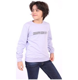 Resim Toontoy Kids Toontoy Erkek Çocuk Relax Fit Bisiklet Yaka Baskılı Sweatshirt - 2 İplik Açık Lila 