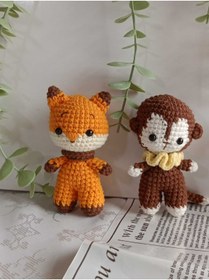 Resim designbyoykum Amigurumi Organik Örgü Hayvan Oyuncak Uyku Arkadaşı (AYICIK, KEDİ, TAVŞAN, SIPA, MAYMUN, TİLKİ) 