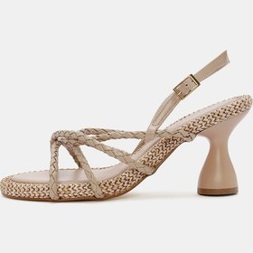 Resim Butterfly Kadın Naturel Kordonlu Topuklu Sandalet Naturel 
