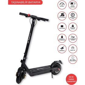 Resim Pirantech X9 Elektrikli Scooter - Çıkartılabilir Bataryalı Max 850W Katlanabilir Scooter 