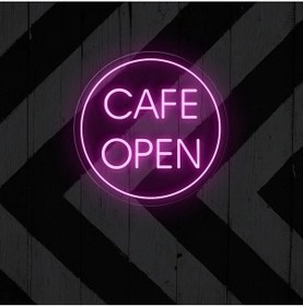 Resim Cafe Open Yazılı Neon Tabela Pembe 