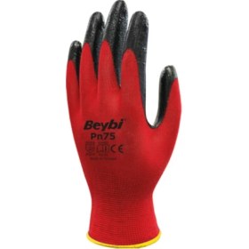Resim Beybi PN75 Yarı Nitril Kaplı Örgü Polyester Eldiven 9b 