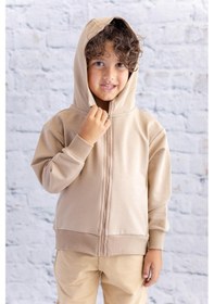 Resim Zeyland Unisex Çocuk Basic Kapüşonlu Ceket - Bej Bej 