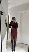 Resim Bordo Payet Detaylı Mini Etek 