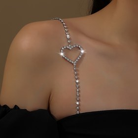 Resim Avrupa ve Amerikan tarzı seksi kalp desenli omuz zinciri, çok yönlü gelinlik akşam elbisesi aksesuarı vücut zinciri 