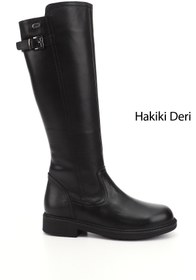 Resim GÖNDERİ(R) Kadın / Kız Siyah Fermuarlı Kauçuk Taban Hakiki Deri Çizme 