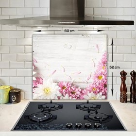 Resim Decorita Pembe Kasımpatı | Cam Ocak Arkası Koruyucu | 52cm x 60cm 