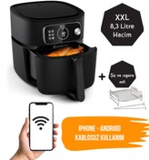 Resim Philips XXL 8,3 LT Wİ-Fİ Bağlantı ZamanAyarlı PREMİUM Yağsız Fritöz Şiş-Izgara Seti Luciole Lambader Hediye 