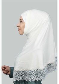 Resim Altobeh İkili Set Dantelli Pratik Eşarp Hazır Hijab Ve Tesettür Bonesi Xl Ekru 