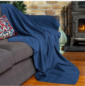 Resim Jakarlı Şönil Koltuk Örtüsü Çekyat Örtüsü Koltuk Şalı 175x300 Kaymaz Gece Mavisi mavi 