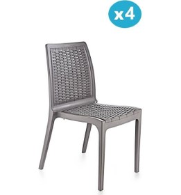 Resim Omnipazar Sy-2523 Rattan Bahçe Sandalye 4'lü Set Gri Gri 