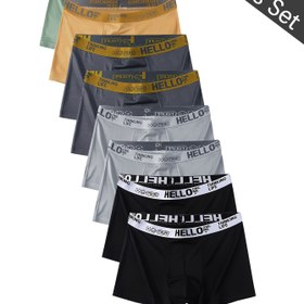 Resim 8 Paket Erkek 'HELLO' Boxer Külot, Polyester %95 Spandeks %5 Örme Kumaş, Yüksek Esneklik Hızlı Kuruyan Spor Şortu, Düz Renkli Rahat Şort İç Çamaşırı, S-XXL 