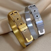 Resim 1 adet Retro Punk Paslanmaz Çelik Moda Kemer Şeklinde Bilezik, Kadınlar ve Erkekler için Charm Bangle, Taş İşlemesiz, Günlük Kullanım ve Müzik Festivalleri için Çok Yönlü, Karnaval Kutlamaları İçin İdeal, Her Mevsim Aksesuarı 