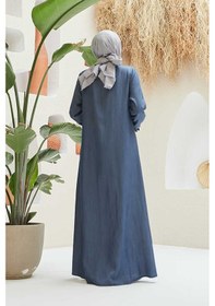 Resim Neways 6615-denim Fırfırlı Ferace Koyu Mavi Koyu Mavi 