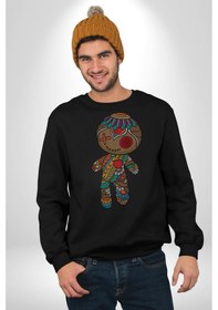 Resim Voofoo Bebeği Doll Doldurulmuş Bebek Unisex Siyah Baskılı Sweatshirt Siyah 