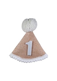 Resim 1 Yaş Yazılı Mini Jüt Bebek Şapkası Ponponlu Doğal Renk Parti Konsept Taç İlk Doğum Günü Ve Fotoğraf Çekimi Aksesuarı +3 