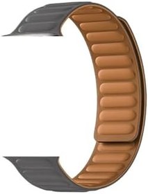 Resim Gpack Apple Watch Se 2 2022 40mm ile Uyumlu Deri Mıknatıslı Kordon, Gri 