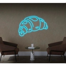 Resim Kruvasan Şekilli Neon Tabela Turkuaz 