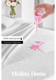 Resim Premium Sıvı Su Geçirmez Fitted Full Kenar Tek Kişilik Çift Kişilik Sessiz Yatak Koruyucu Alez Beyaz 