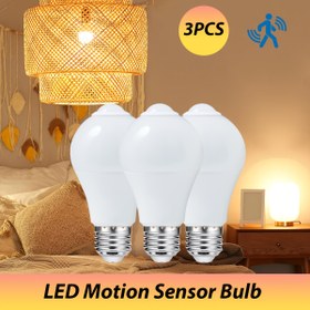 Resim 3 adet PIBAOGU Hareket Sensörlü LED Ampuller, 9W AC 175-265V, Geceye Kadar Otomatik İndüksiyon, Kolay Kurulum, İç Mekan Gece Lambası, Balkon, Banyo, Yedek Tüplü Işıklar 