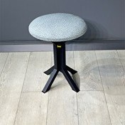 Resim Tabure Mavi Puffy Bukle Kumaş Puf Metal Ayaklı Makyaj Sandalyesi 39 x 51 CM Tekli 