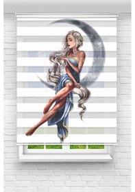 Resim Perdecizade Enxboy Ay Ve Kız Dijital Baskılı Zebra Perde-cocuk Odası-stor Perde Pz-2611 Renkli 