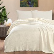 Resim Maxstyle Müslin Çift Kişilik Krem Yatak Örtüsü 220x240 cm 