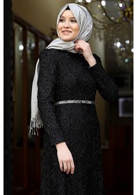 Resim Amine Hüma Hayal Abiye Elbise Siyah 