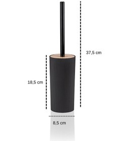 Resim İndecor Houseware Liza 2'li Banyo Seti - Çöp Kovası Wc Fırçası Modern Tasarım - Beyaz Siyah 