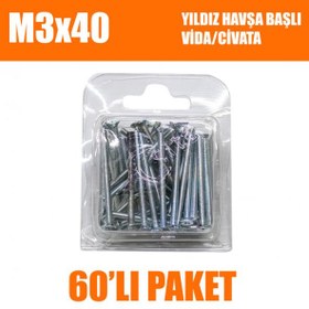 Resim M3x40 Yıldız Havşa Başlı Vida/Civata 60 Adet 