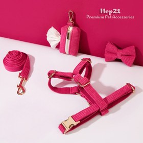 Resim Dog Collar Named Hot Pink Velvet Collar 141143 - 4pcs set / XL 
